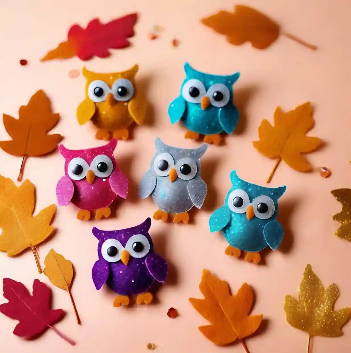 Des hiboux en feutre aux couleurs de l'automne