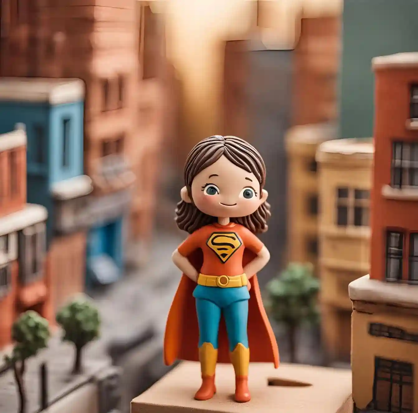 Figurine en argile représentant une super-heroine inspirée de Superwoman